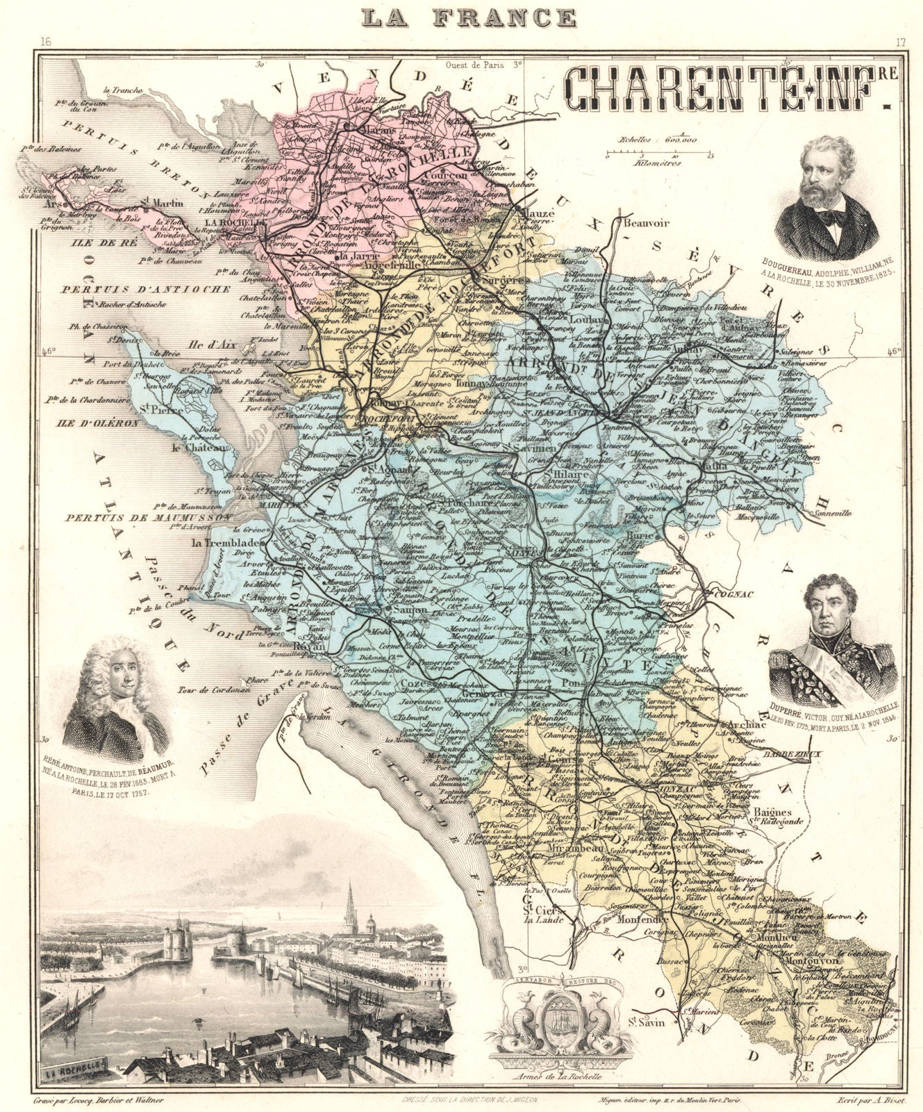 CHARENTE-MARITIME. Charente-Inférieure dépt. La Rochelle. Vuillemin 1903 map